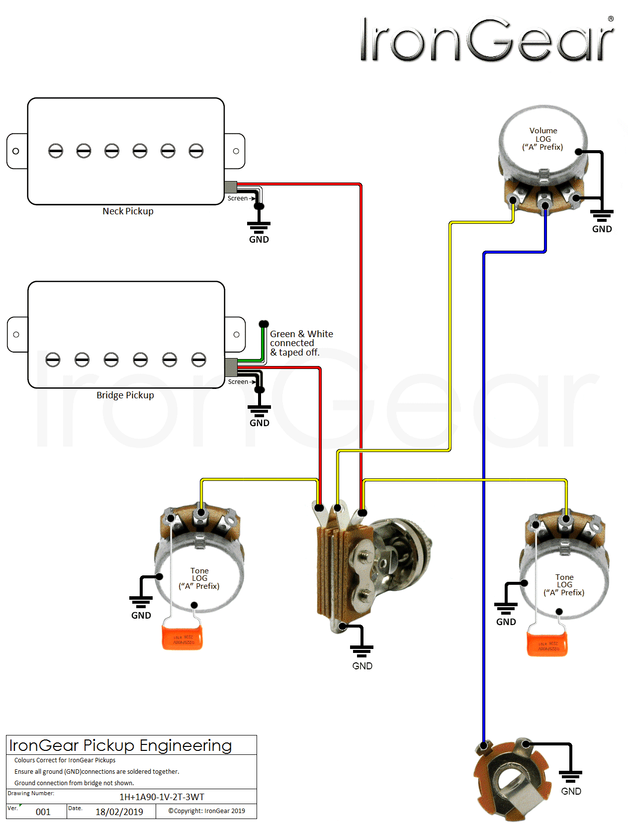 Guitar Wiring Diagram Two Humbuckers Super 5 Way Switch from www.irongear.co.uk