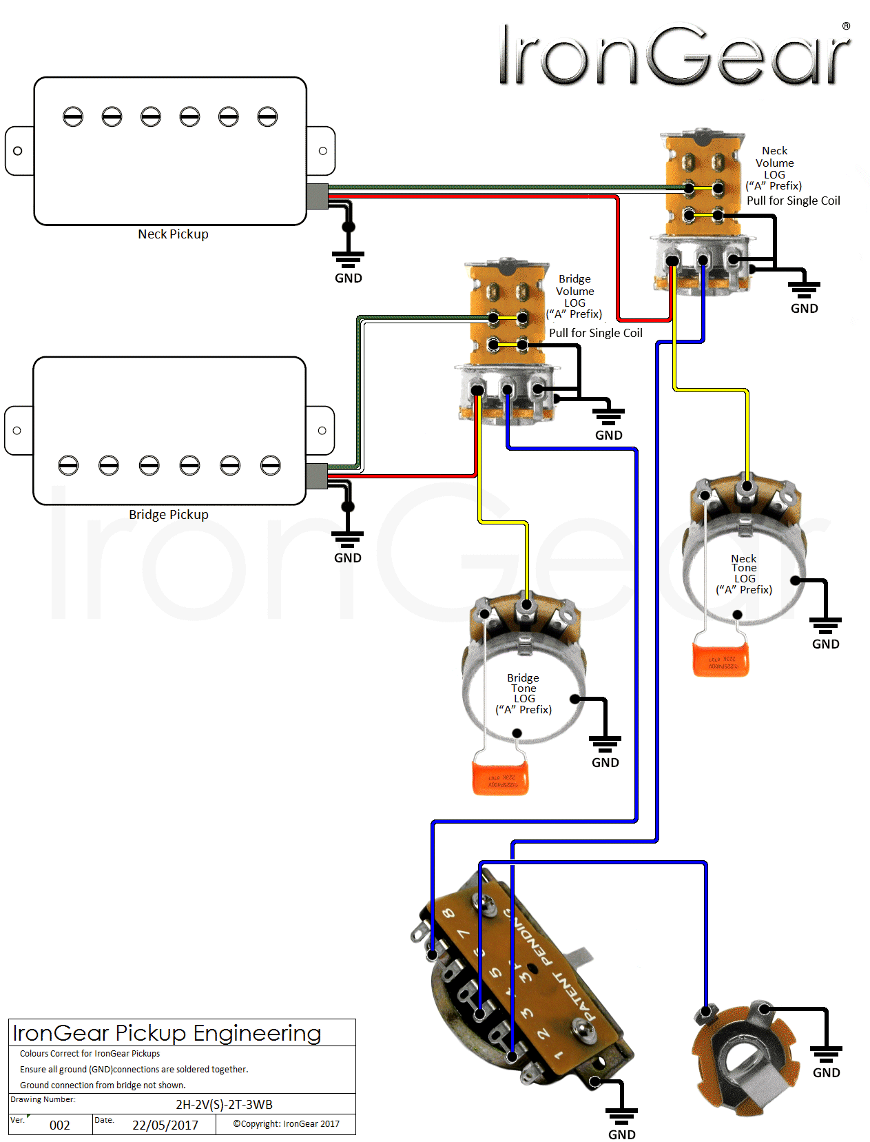 Wiring Diagram For Humbucker Pickups from www.irongear.co.uk