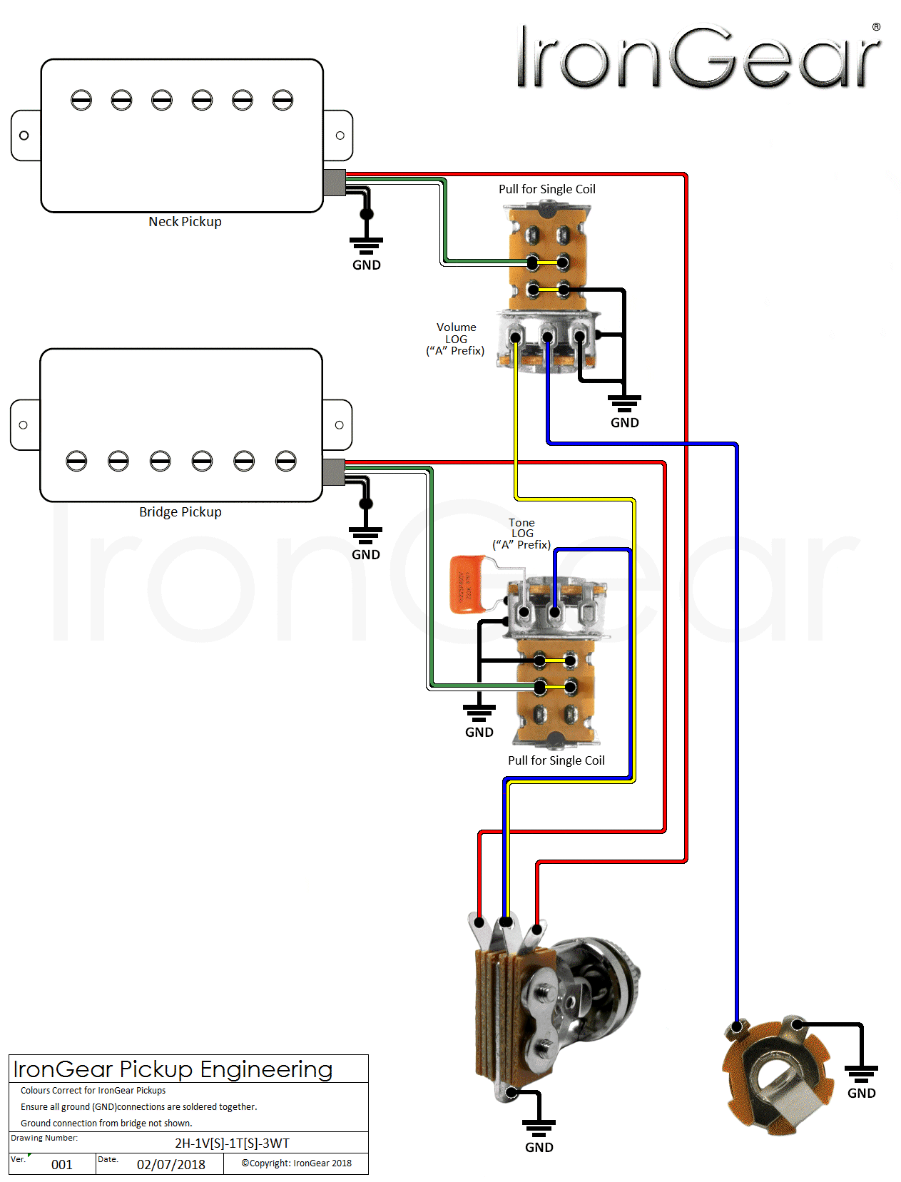 Fender Humbucker Series/Split/Parrallel 3 Way Toggle Switch Wiring Diagram from www.irongear.co.uk