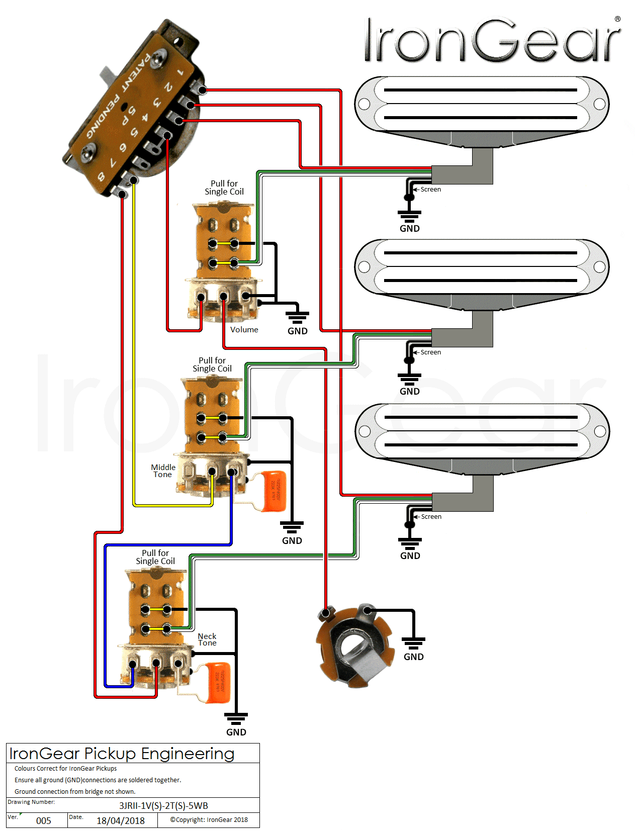 Fender Hss Strat Wiring Diagram 1 Volume 2 Tone from www.irongear.co.uk